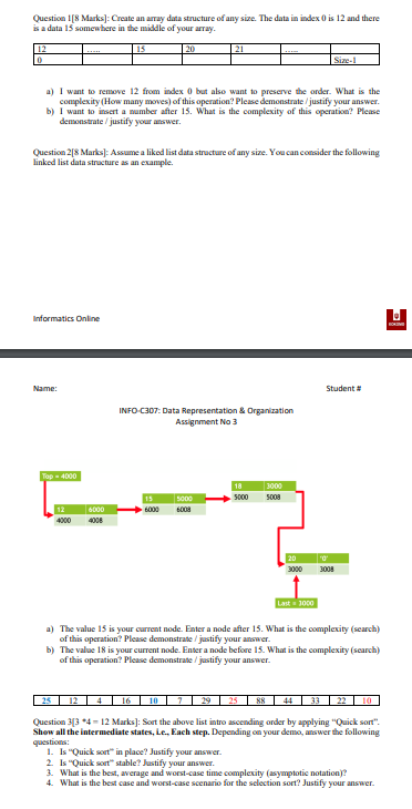 Solved Question L 8marks ï Create An Array Data Structure Chegg