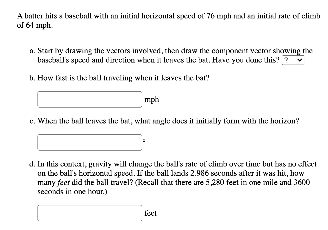 Solved A Batter Hits A Baseball With An Initial Horizontal | Chegg.com