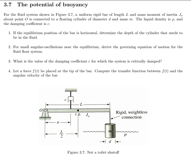 Solved 3.7 The potential of buoyancy For the fluid system | Chegg.com