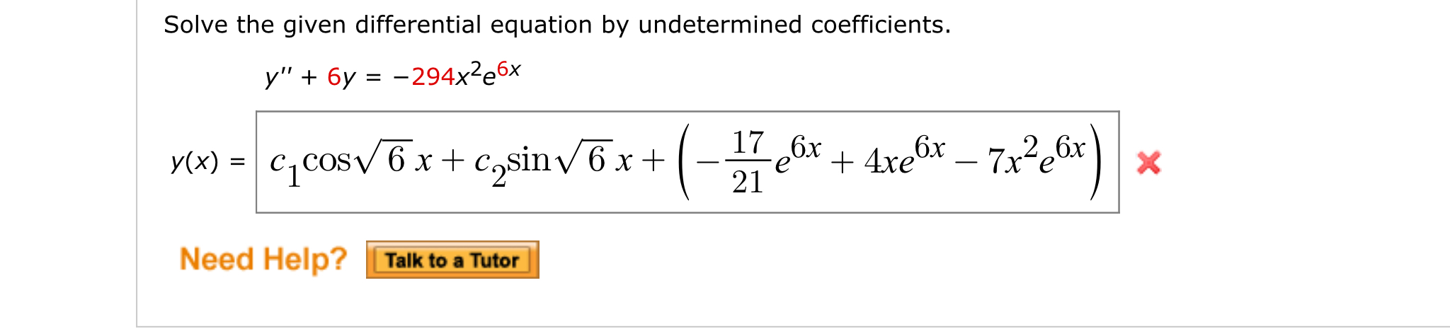 Solved Solve the given differential equation by undetermined | Chegg.com