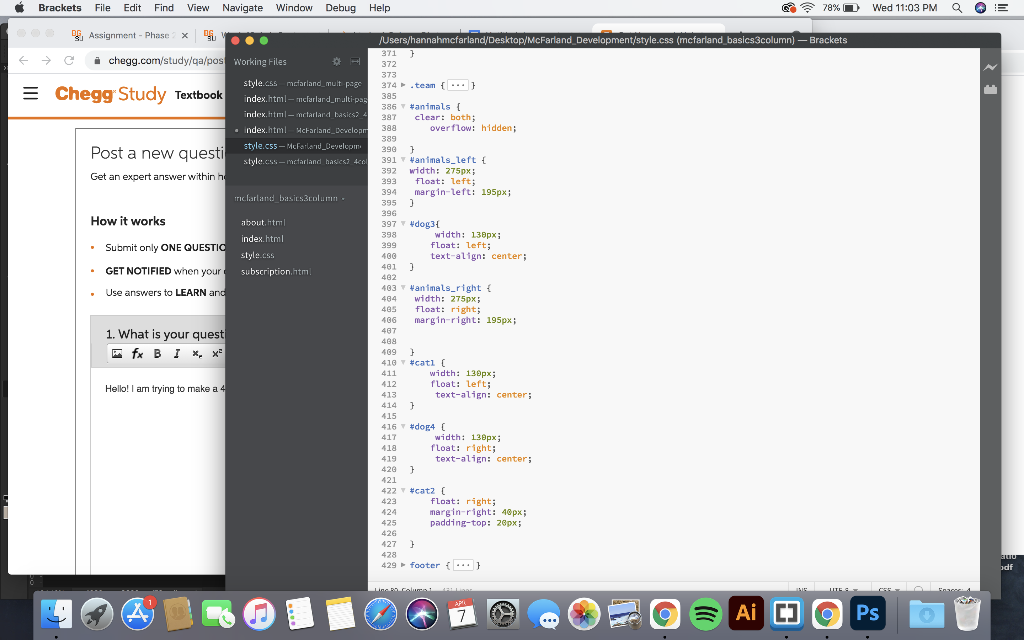 Solved Hello! I am trying to make a 4 column in HTML and CSS | Chegg.com