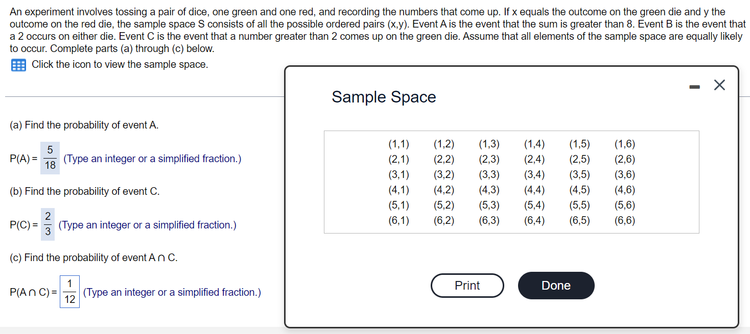 Solved An Experiment Involves Tossing A Pair Of Dice, One | Chegg.com