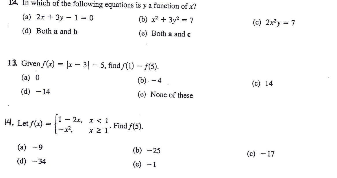 Solved 12 In Which Of The Following Equations Is Y A Chegg Com