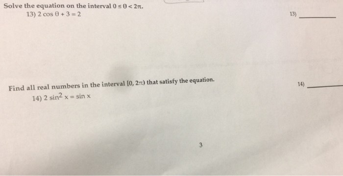 Solved Solve the equation on the interval 0 | Chegg.com