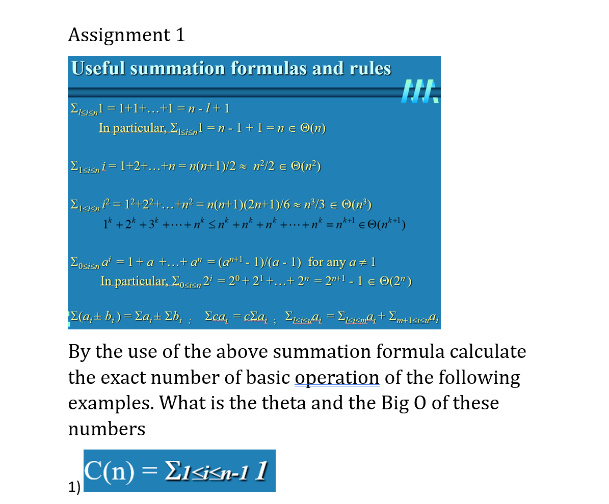 Solved Useful summation formulas and rules | Chegg.com