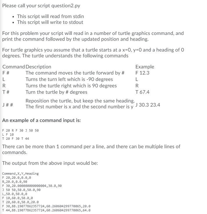 Solved Please call your script question2.py This script will | Chegg.com