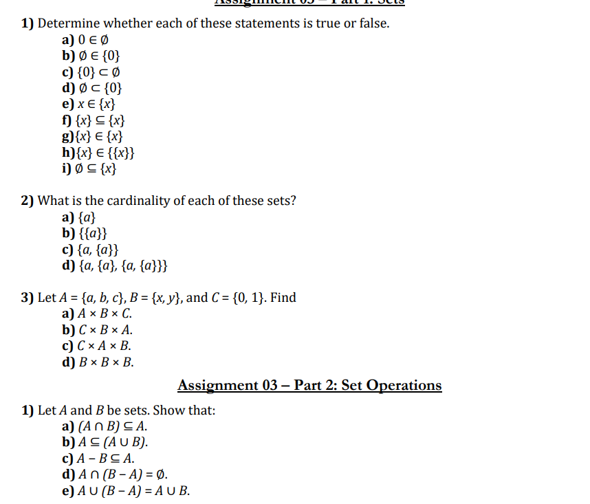 Solved 1) Determine Whether Each Of These Statements Is True | Chegg.com