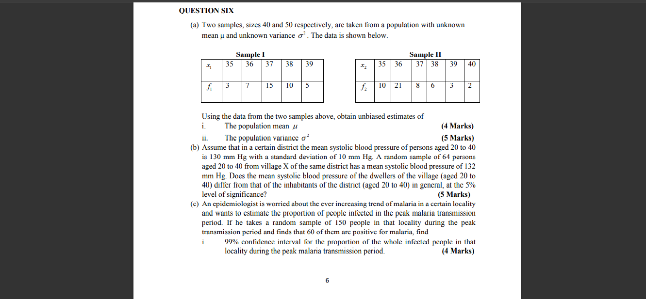 Solved QUESTION SIX (a) Two Samples, Sizes 40 And 50 | Chegg.com