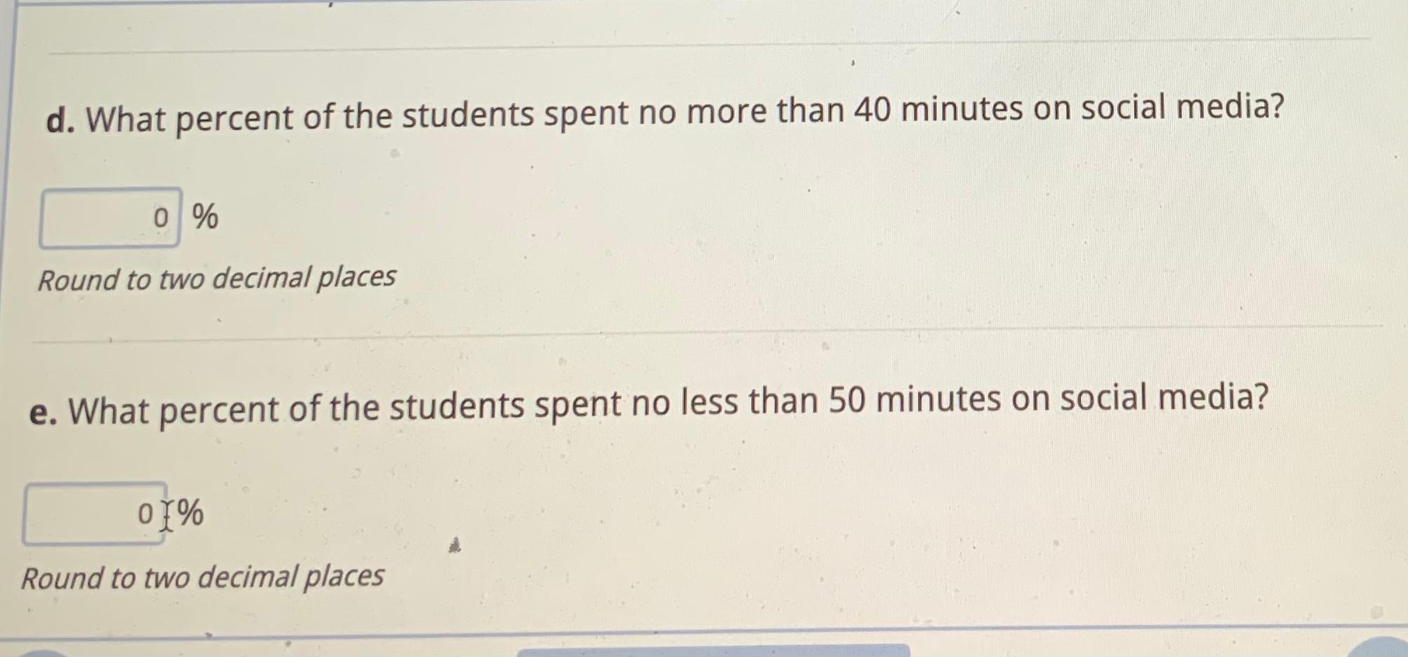 Solved The amount of time (minutes) a sample of students | Chegg.com