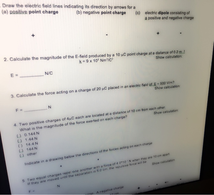 Solved Draw the electric field lines indicating its | Chegg.com