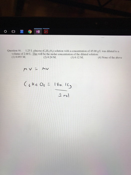 Solved 1.25 L glucose (C_6H_12O_6) solution with a | Chegg.com