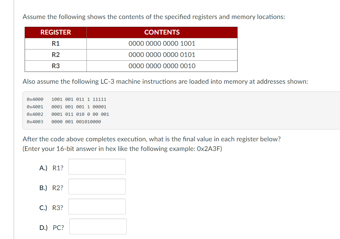 Solved Assume the following shows the contents of the | Chegg.com