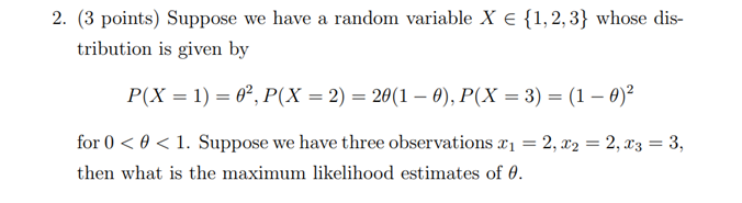 Solved 2. (3 points) Suppose we have a random variable X € | Chegg.com