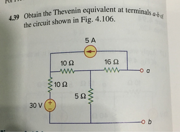 Solved For T 4.39 Obtain The Thevenin Equivalent At The | Chegg.com