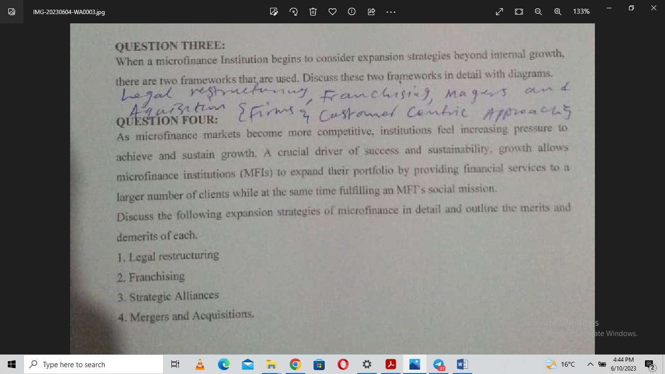 Solved QUESTION THREE: When a microfinance Institution | Chegg.com