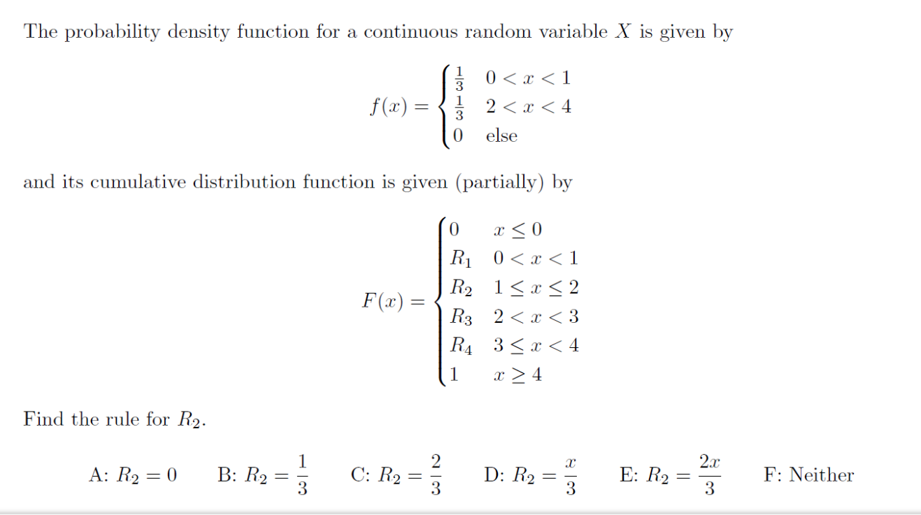 Solved The probability density function for a continuous | Chegg.com