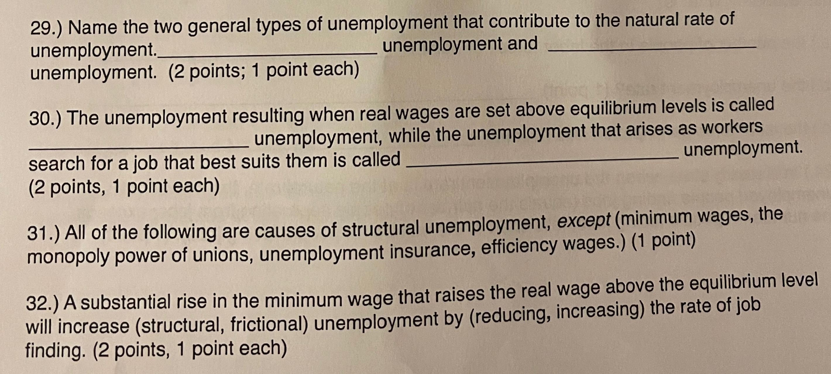 types of unemployment assignment answers