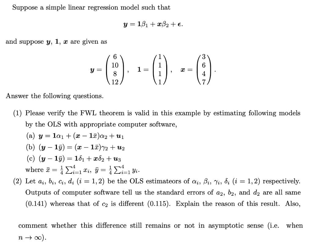 Solved Suppose A Simple Linear Regression Model Such That Y | Chegg.com