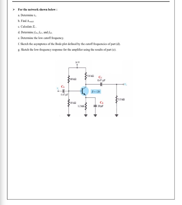 Solved For The Network Shown Below: A. Determine B. Find | Chegg.com