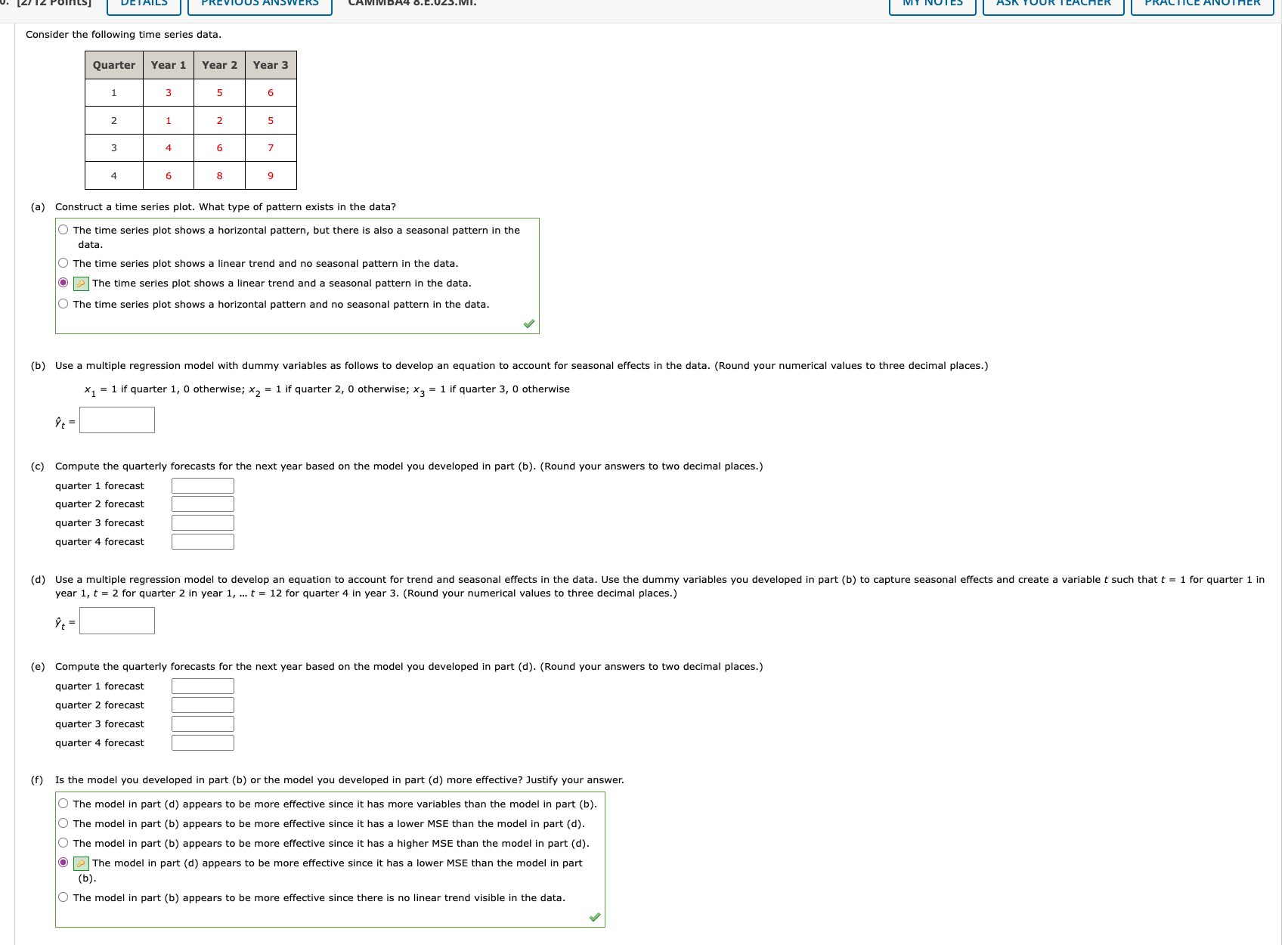 Solved Consider the following time series data.(a) | Chegg.com