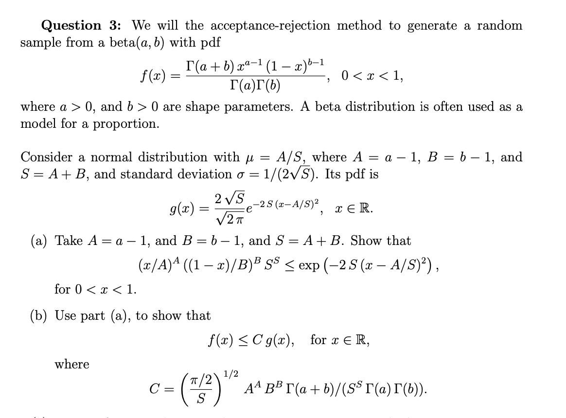 Question 3 We Will The Acceptance Rejection Metho Chegg Com