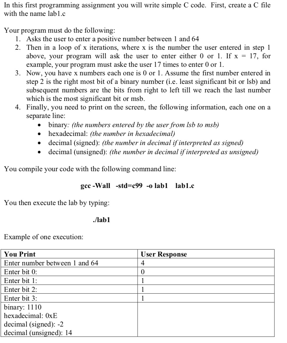 Solved) : First Programming Assignment Write Simple C Code First