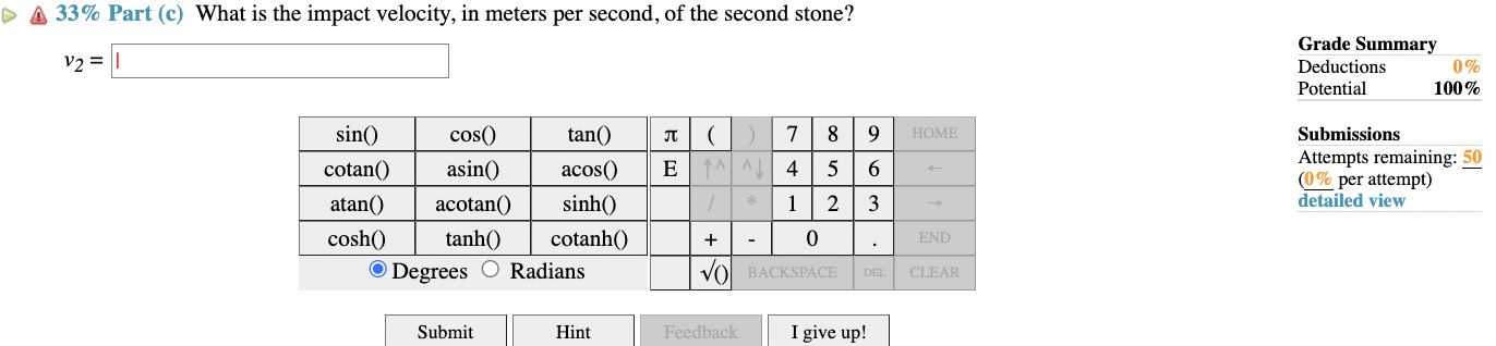 Solved 11\%) Problem 9: Two stones are separated by a | Chegg.com
