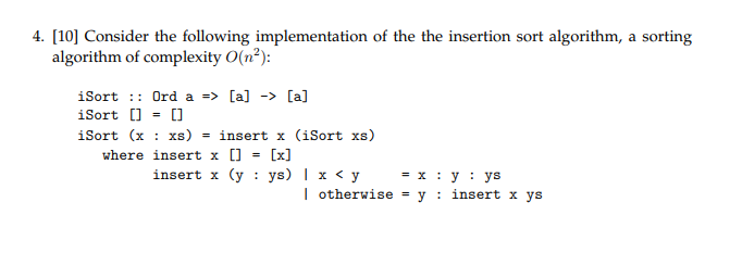 Solved 4. [10] Consider the following implementation of the | Chegg.com