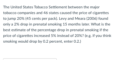 Solved The United States Tobacco Settlement between the