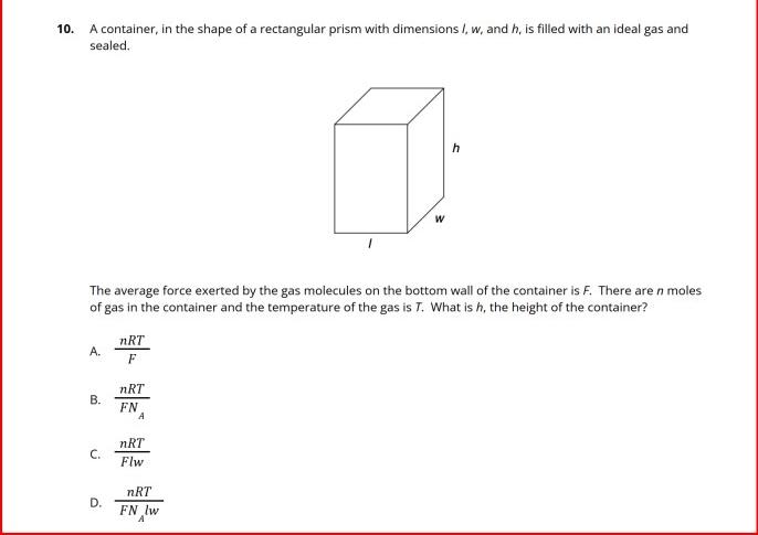 Solved 10. A container, in the shape of a rectangular prism | Chegg.com