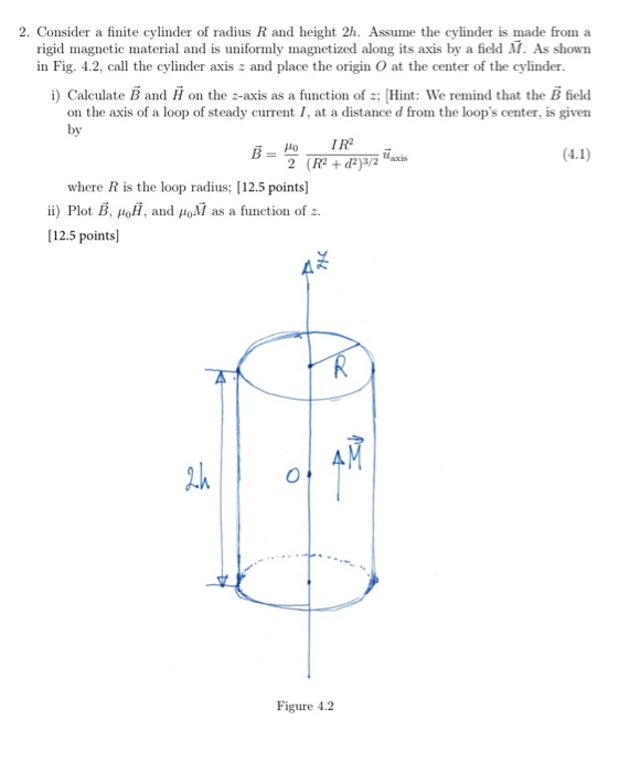 Solved 2. Consider a finite cylinder of radius R and height | Chegg.com
