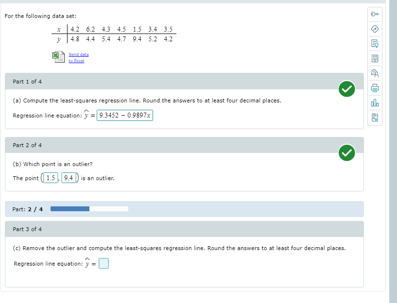 Solved For the following data set: x 4.2 6.2 4.3 4.5 1.5 3.4 | Chegg.com