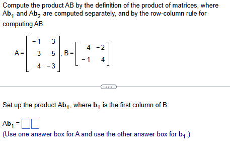 Compute Ab Solved Compute the product AB by the definition of the | Chegg.com
