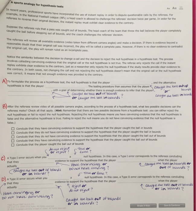 Solved A sports analogy for hypothesis tests In recent | Chegg.com
