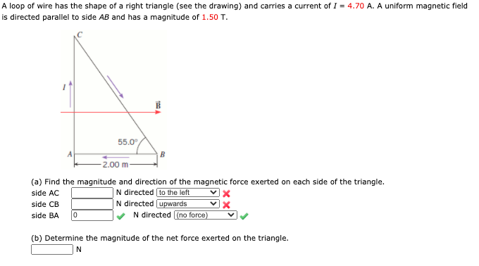 Solved A loop of wire has the shape of a right triangle (see | Chegg.com