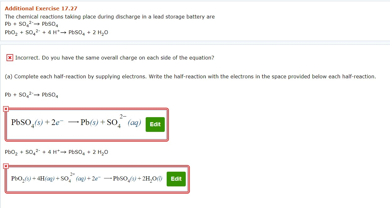 Solved Additional Exercise 17.27 The chemical reactions
