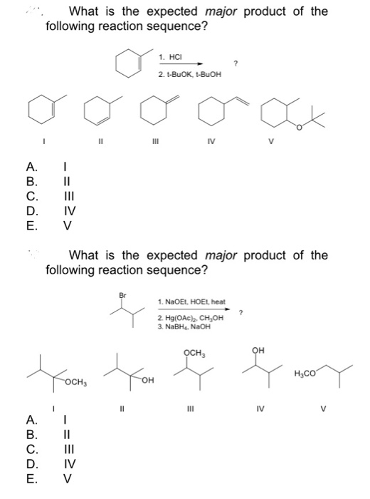 Solved What is the expected major product of the following | Chegg.com