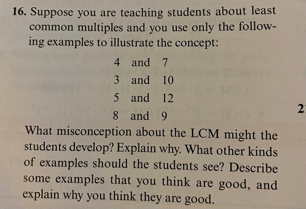 Solved 16. Suppose you are teaching students about least | Chegg.com