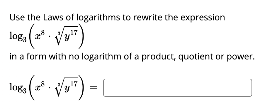 Solved Use the Laws of logarithms to rewrite the expression | Chegg.com