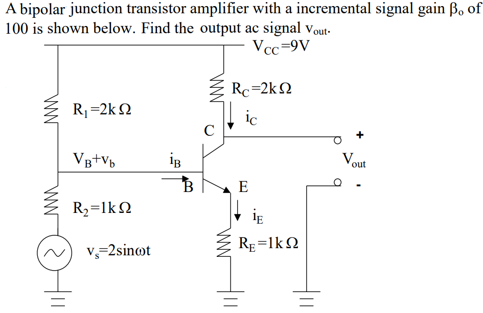 Solved A bipolar junction transistor amplifier with a | Chegg.com