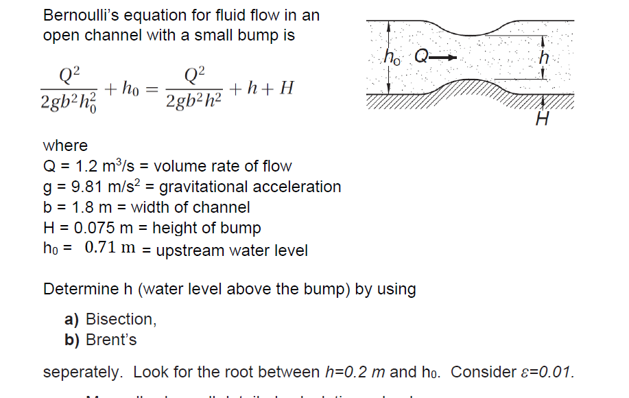 Solved Bernoulli S Equation For Fluid Flow In An Open Cha Chegg Com