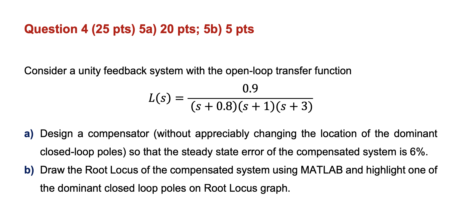 Solved Consider a unity feedback system with the open-loop | Chegg.com