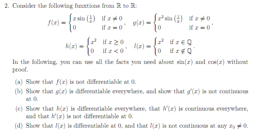 Solved 2 Consider The Following Funxtions From R To R F Chegg Com