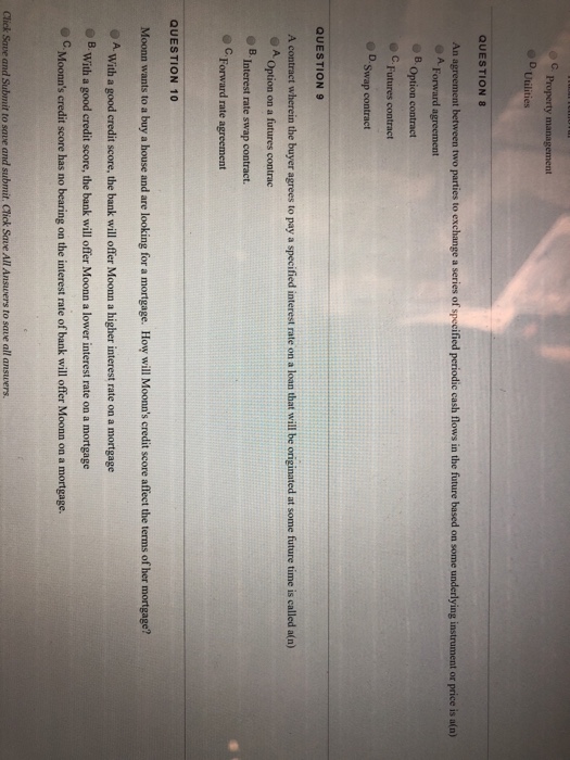 Solved C. QUESTION 8 An agreement between two parties to | Chegg.com