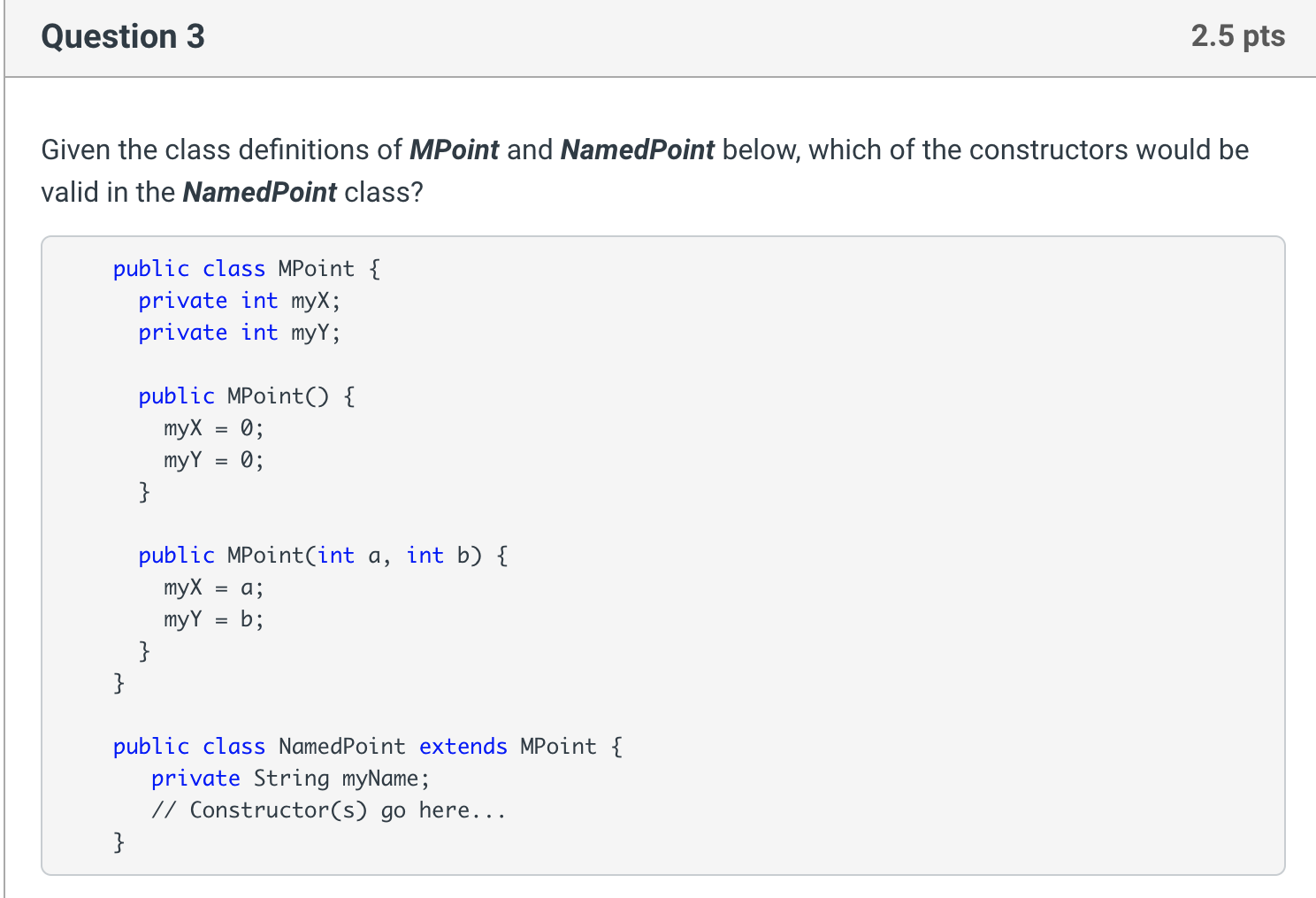 Solved Given the class definitions of MPoint and NamedPoint | Chegg.com