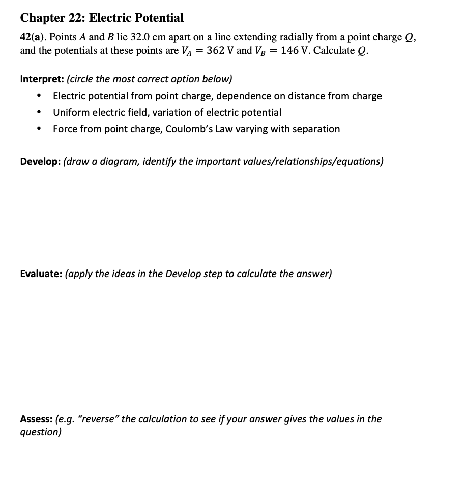 Solved Chapter 22: Electric Potential 42(a). Points A and B | Chegg.com