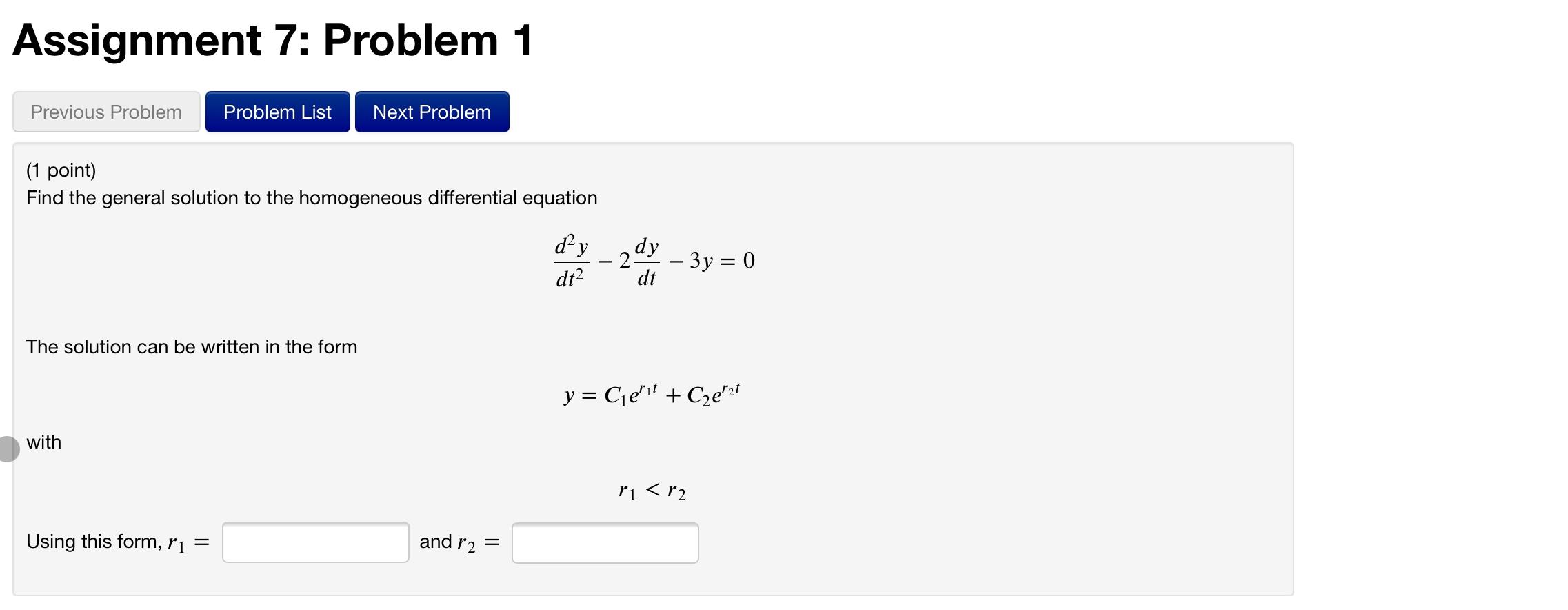 Solved Assignment 7: Problem 1 Previous Problem Problem List | Chegg.com