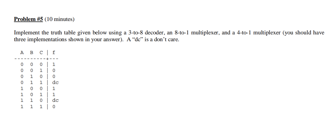 Solved Implement the truth table given below using a 3-to-8 | Chegg.com