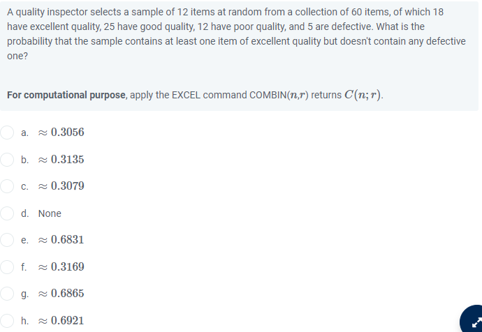 Solved A quality inspector selects a sample of 12 items at | Chegg.com