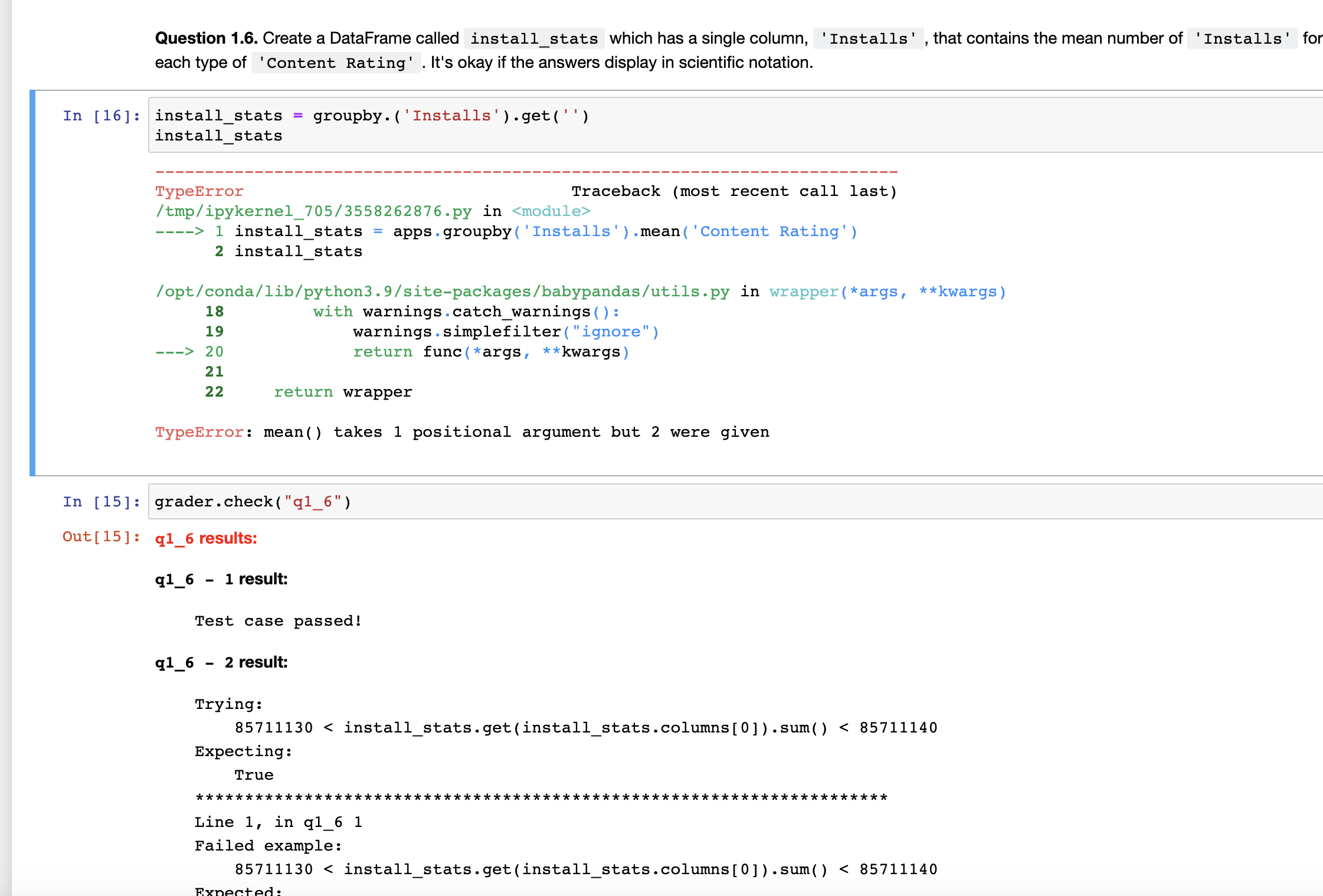 Solved Question 1.6. ﻿Create a DataFrame called | Chegg.com